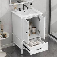 VanityFus 20-in Bathroom Vanity White Single Sink Combo with Ceramic Top 2 Doors 1 Drawer