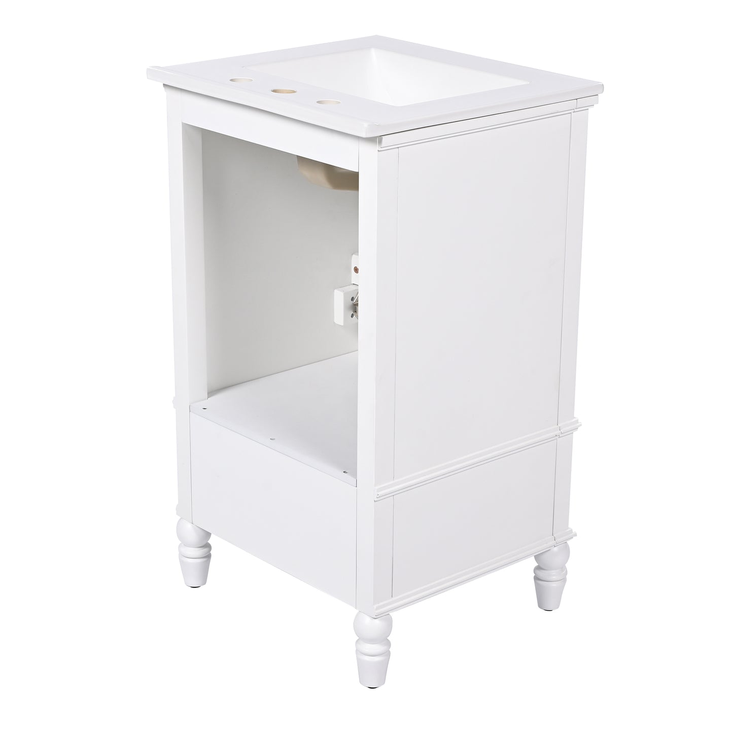 VanityFus 20-in Bathroom Vanity White Single Sink Combo with Ceramic Top 2 Doors 1 Drawer