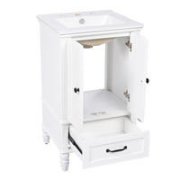 VanityFus 20-in Bathroom Vanity White Single Sink Combo with Ceramic Top 2 Doors 1 Drawer