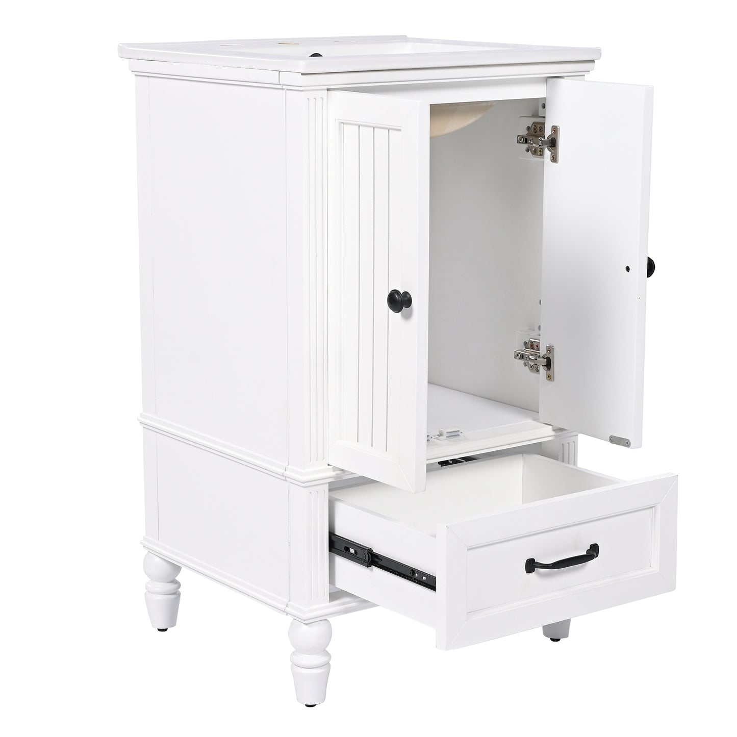 VanityFus 20-in Bathroom Vanity White Single Sink Combo with Ceramic Top 2 Doors 1 Drawer