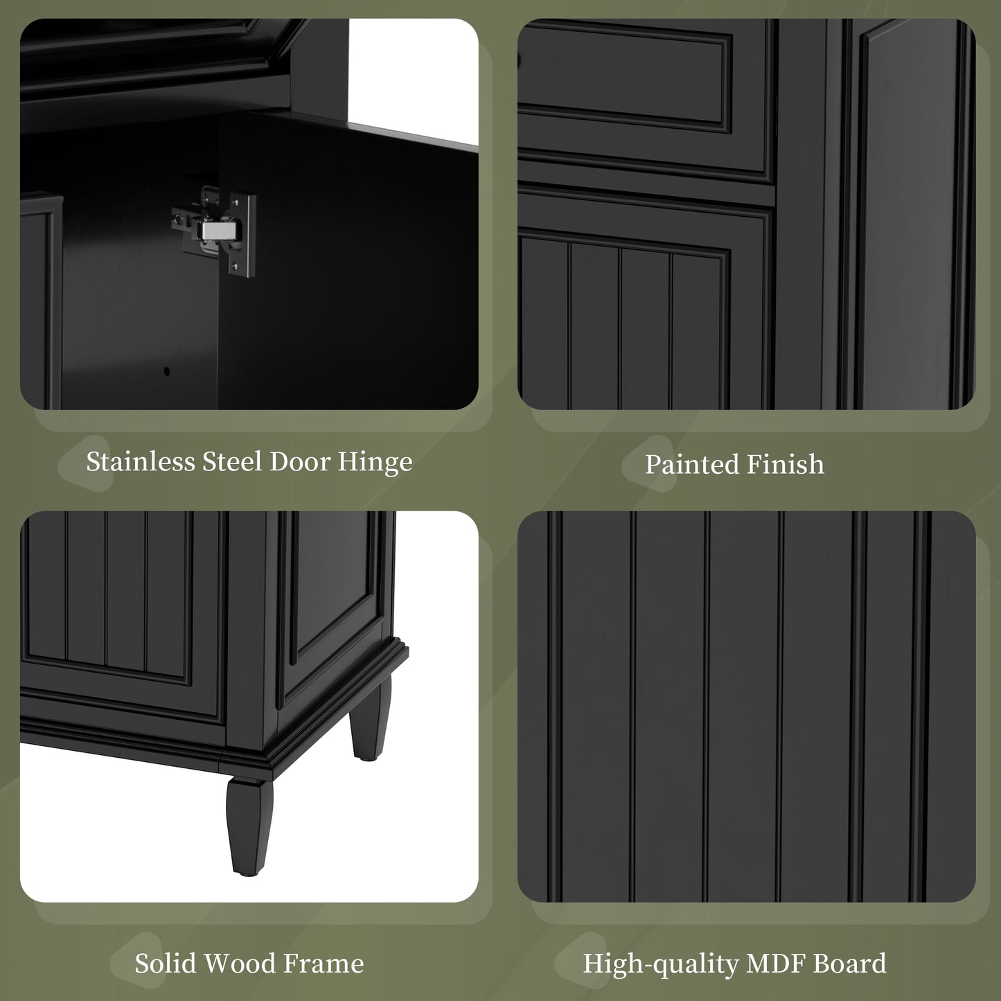 VanityFus 24-in Bathroom Vanity Black Single Sink Combo with Ceramic Top 1 Door 3 Drawers Adjustable Shelves