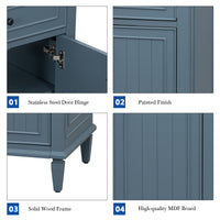 VanityFus 24-in Bathroom Vanity Blue Grey Single Sink Combo with Ceramic Top 1 Door 3 Drawers Adjustable Shelves
