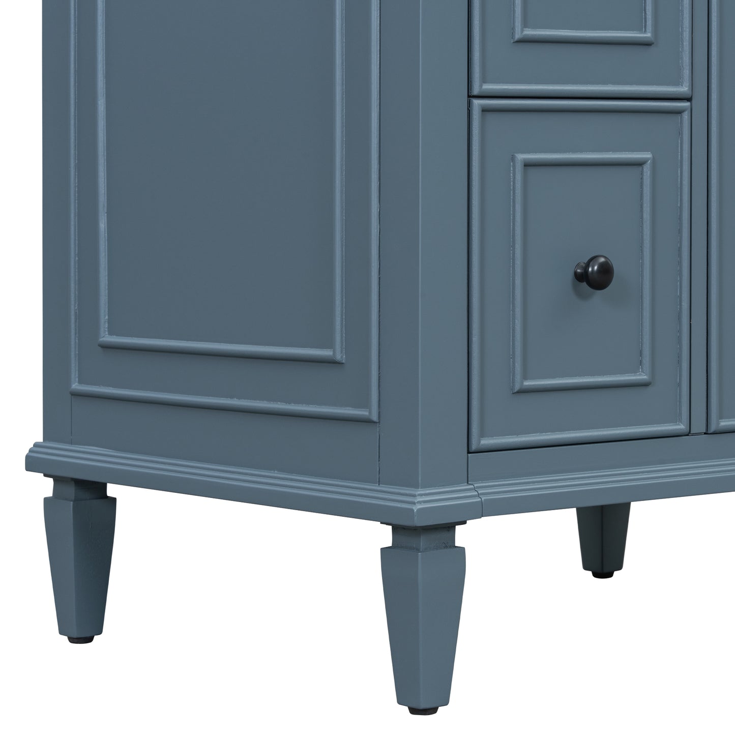 VanityFus 24-in Bathroom Vanity Blue Grey Single Sink Combo with Ceramic Top 1 Door 3 Drawers Adjustable Shelves