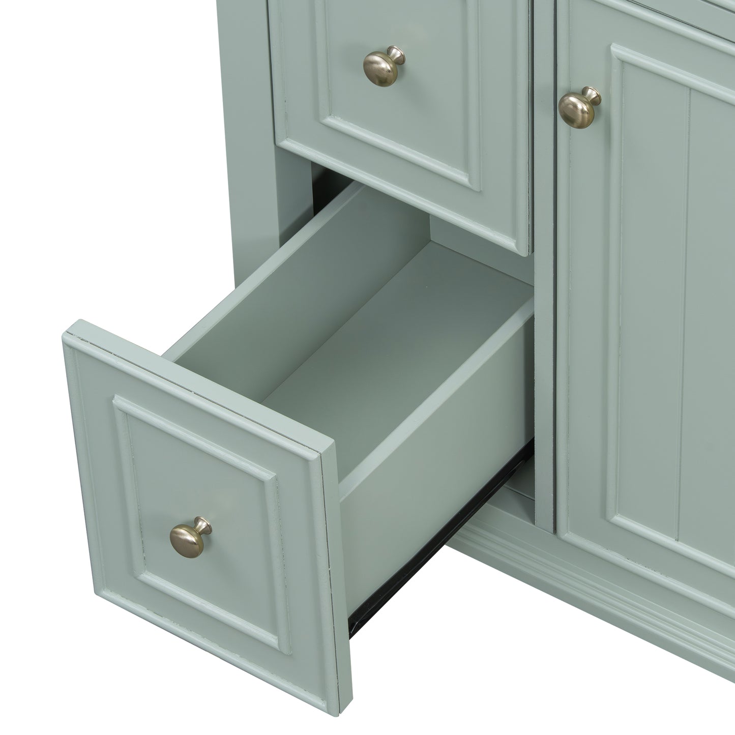 VanityFus 24-in Bathroom Vanity Green Single Sink Combo with Ceramic Top 1 Door 3 Drawers Adjustable Shelves