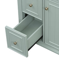 VanityFus 24-in Bathroom Vanity Green Single Sink Combo with Ceramic Top 1 Door 3 Drawers Adjustable Shelves