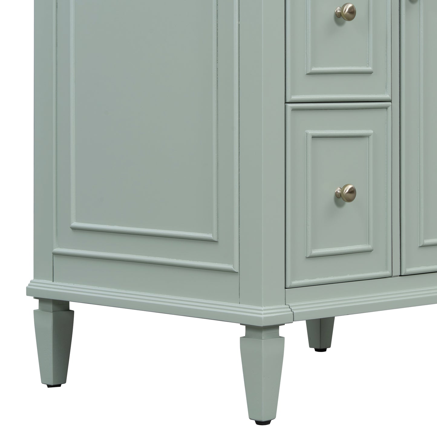 VanityFus 24-in Bathroom Vanity Green Single Sink Combo with Ceramic Top 1 Door 3 Drawers Adjustable Shelves
