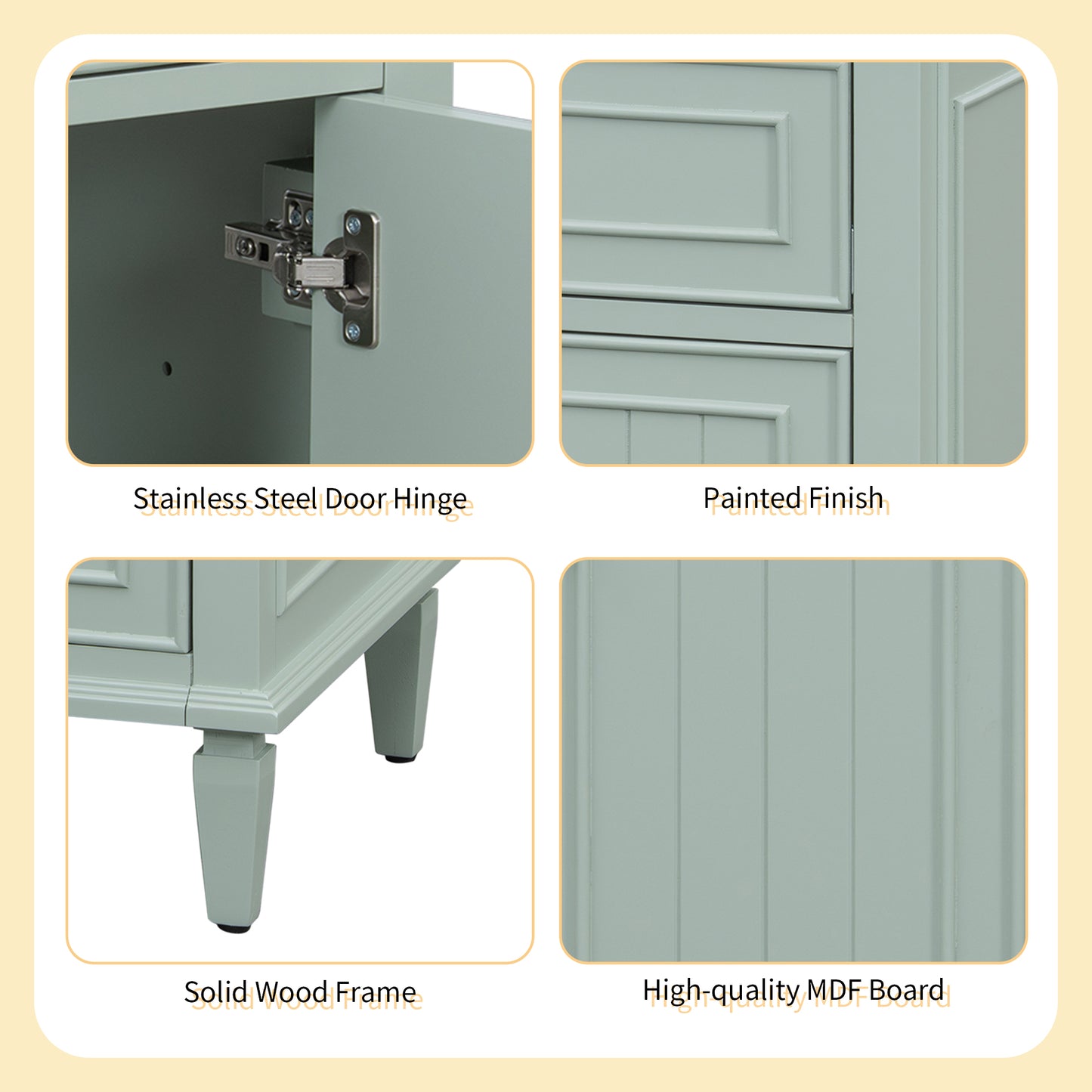 VanityFus 24-in Bathroom Vanity Green Single Sink Combo with Ceramic Top 1 Door 3 Drawers Adjustable Shelves