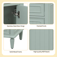VanityFus 24-in Bathroom Vanity Green Single Sink Combo with Ceramic Top 1 Door 3 Drawers Adjustable Shelves