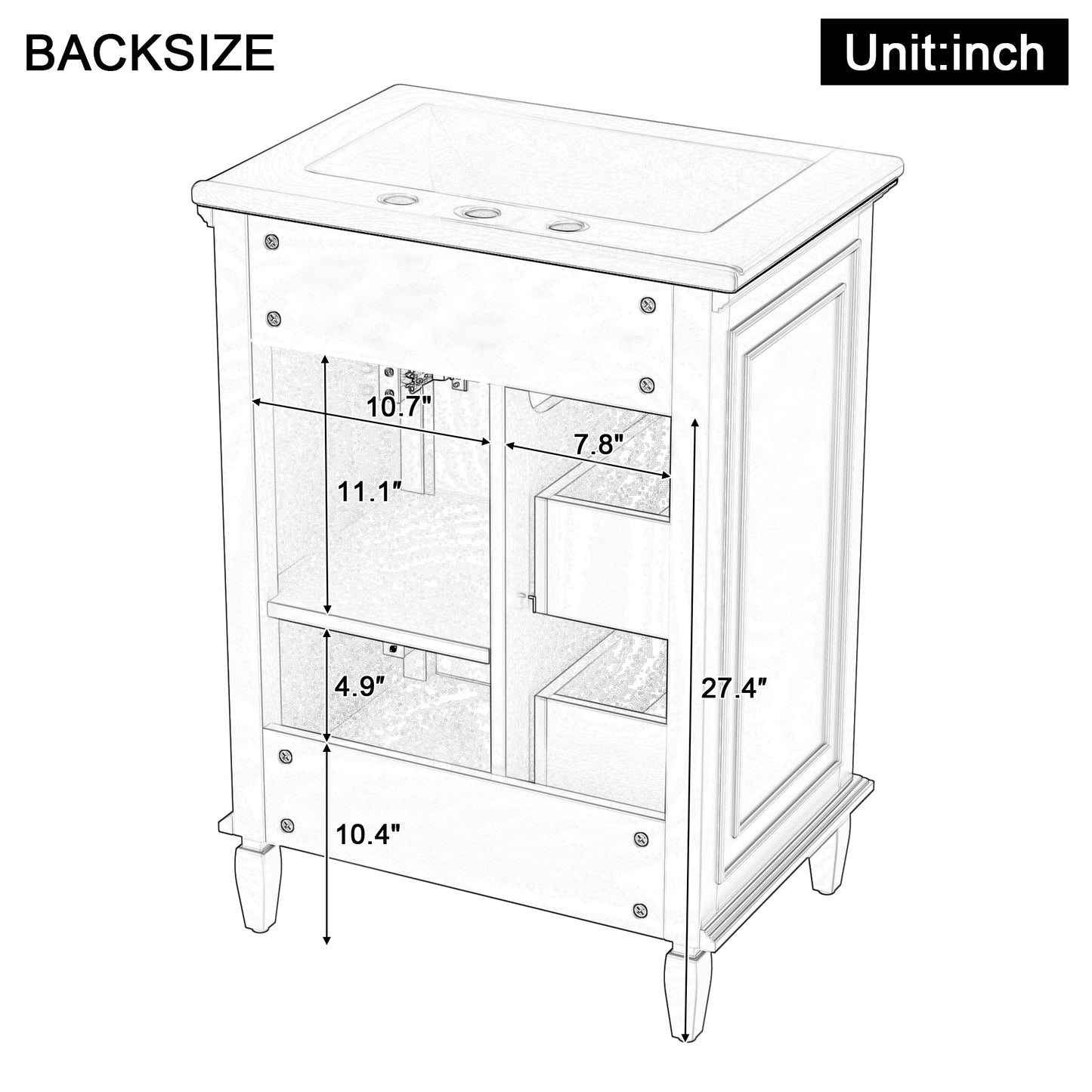 VanityFus 24-in Bathroom Vanity Green Single Sink Combo with Ceramic Top 1 Door 3 Drawers Adjustable Shelves