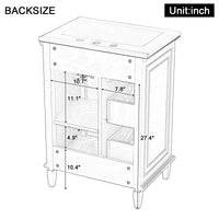 VanityFus 24-in Bathroom Vanity Green Single Sink Combo with Ceramic Top 1 Door 3 Drawers Adjustable Shelves