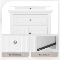 VanityFus 24-in Bathroom Vanity White Single Sink Combo with Ceramic Top 1 Door 3 Drawers Adjustable Shelves
