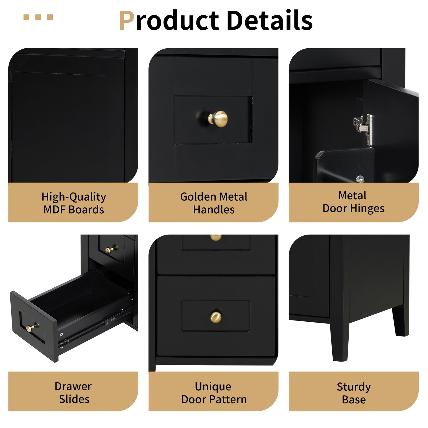 VanityFus 30-in Black Bathroom Vanity Single Sink Combo Ceramic Top 1 door 4 drawers Adjustable Shelves