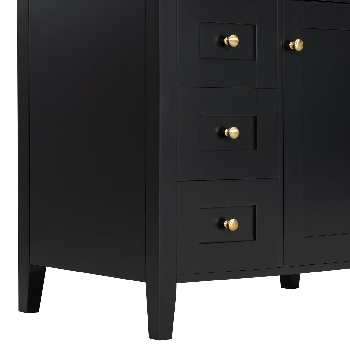 VanityFus 30-in Black Bathroom Vanity Single Sink Combo Ceramic Top 1 door 4 drawers Adjustable Shelves