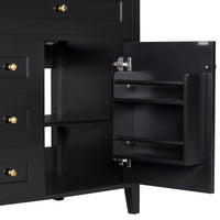 VanityFus 30-in Black Bathroom Vanity Single Sink Combo Ceramic Top 1 door 4 drawers Adjustable Shelves
