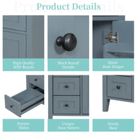 VanityFus 30-in Blue Grey Bathroom Vanity Single Sink Combo Ceramic Top 1 door 4 drawers Adjustable Shelves