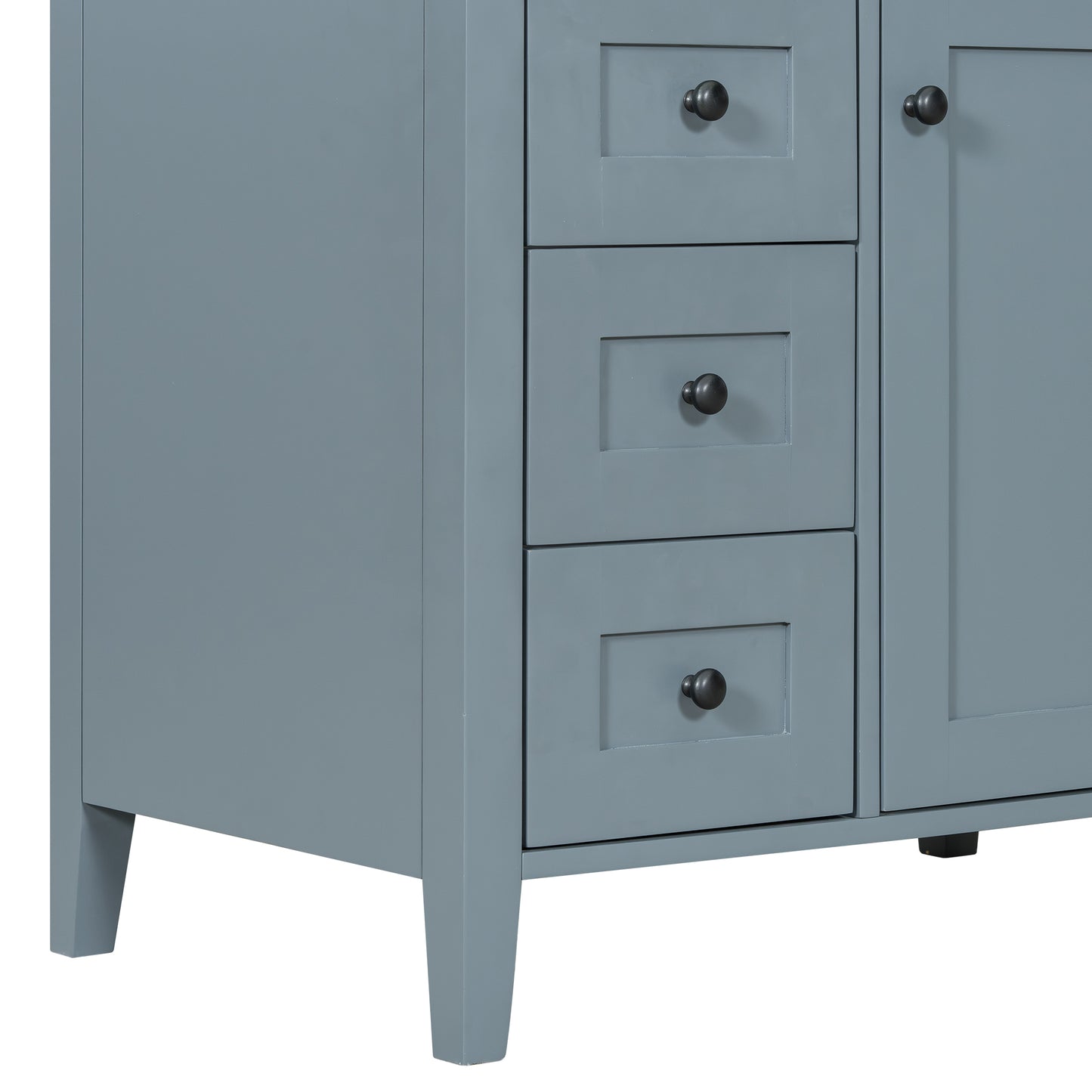 VanityFus 30-in Blue Grey Bathroom Vanity Single Sink Combo Ceramic Top 1 door 4 drawers Adjustable Shelves