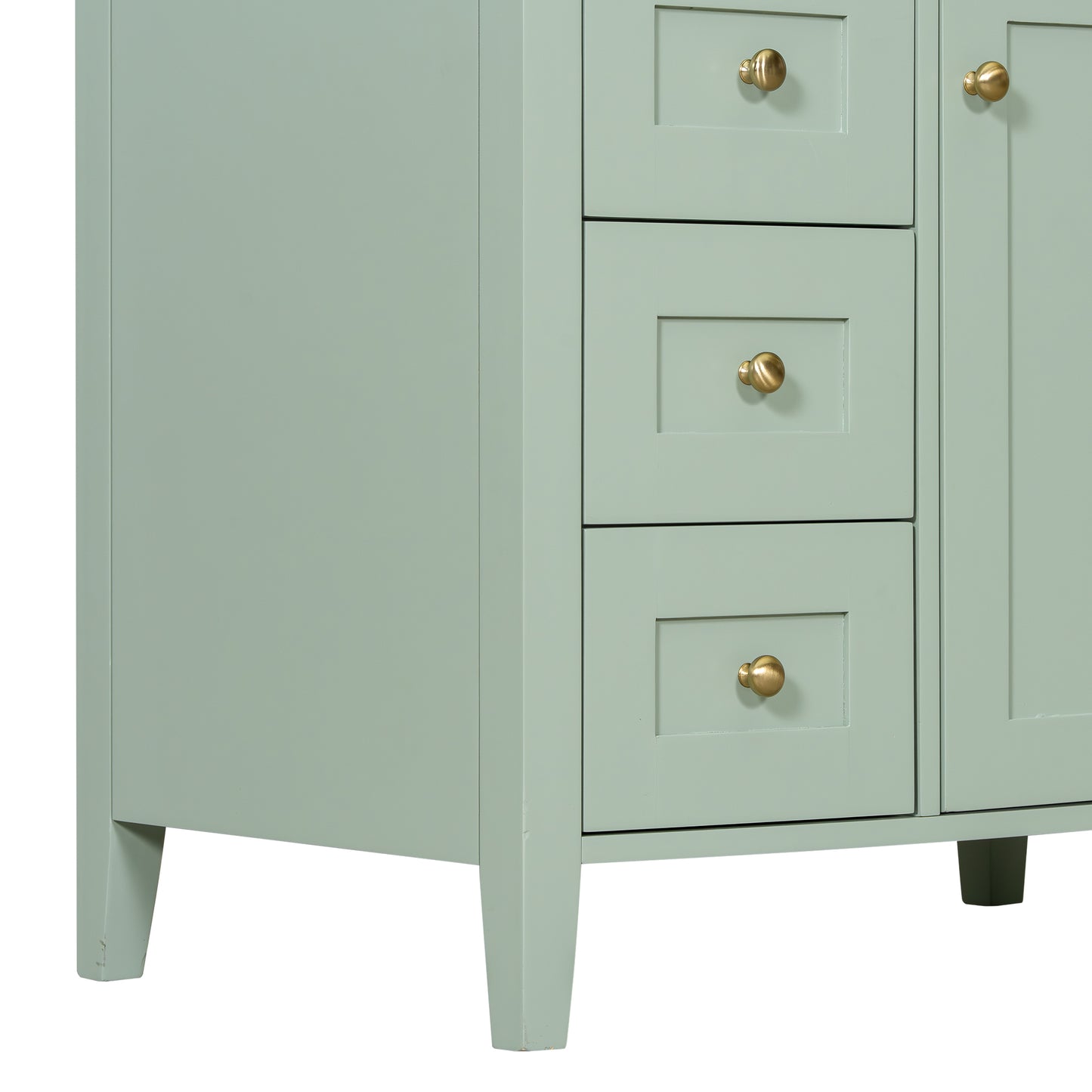 VanityFus 30-in Green Bathroom Vanity Single Sink Combo Ceramic Top 1 door 4 drawers Adjustable Shelves