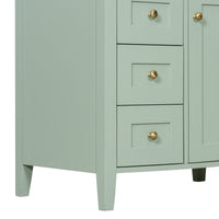 VanityFus 30-in Green Bathroom Vanity Single Sink Combo Ceramic Top 1 door 4 drawers Adjustable Shelves