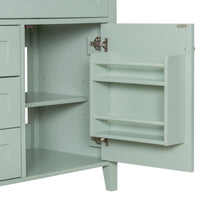 VanityFus 30-in Green Bathroom Vanity Single Sink Combo Ceramic Top 1 door 4 drawers Adjustable Shelves