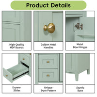 VanityFus 30-in Green Bathroom Vanity Single Sink Combo Ceramic Top 1 door 4 drawers Adjustable Shelves