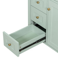 VanityFus 30-in Green Bathroom Vanity Single Sink Combo Ceramic Top 1 door 4 drawers Adjustable Shelves