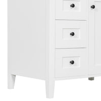 VanityFus 30-in White Bathroom Vanity Single Sink Combo Ceramic Top 1 door 4 drawers Adjustable Shelves