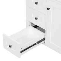 VanityFus 30-in White Bathroom Vanity Single Sink Combo Ceramic Top 1 door 4 drawers Adjustable Shelves