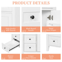 VanityFus 30-in White Bathroom Vanity Single Sink Combo Ceramic Top 1 door 4 drawers Adjustable Shelves