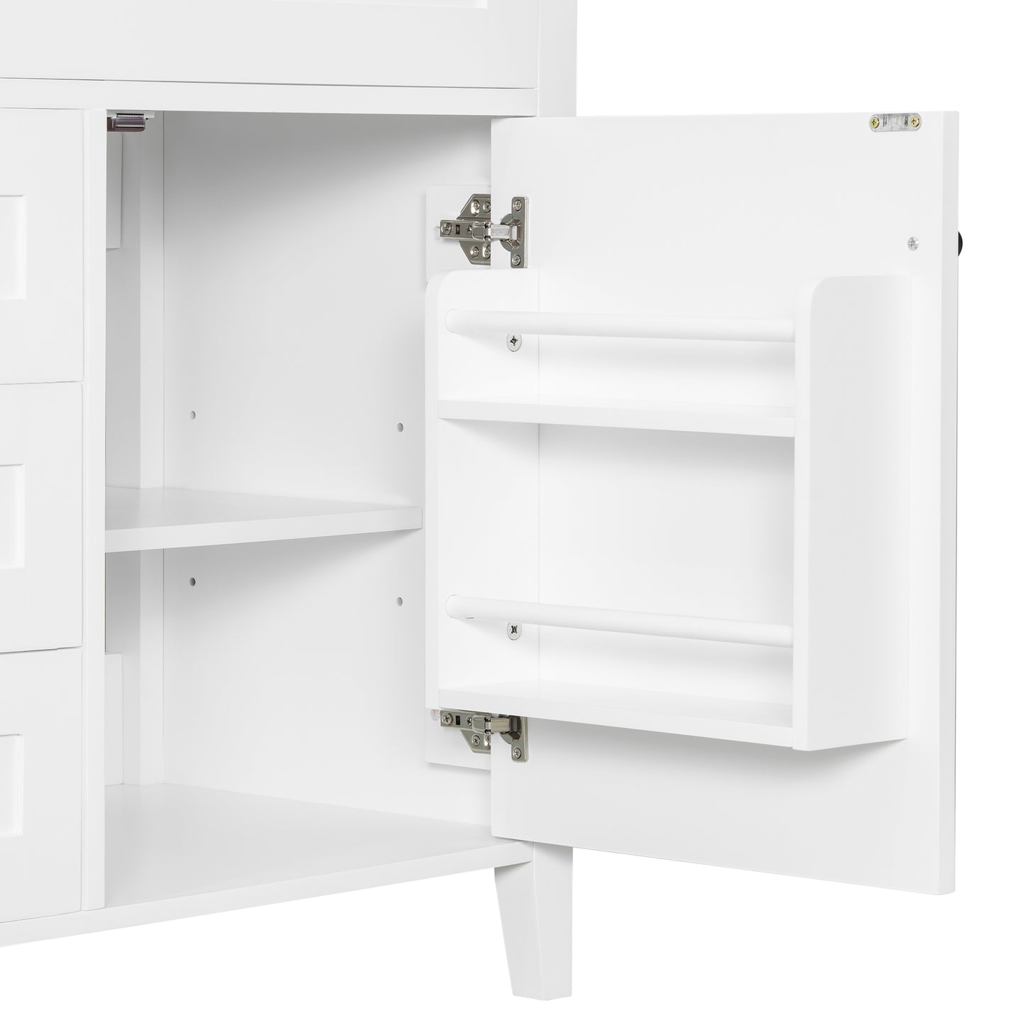 VanityFus 30-in White Bathroom Vanity Single Sink Combo Ceramic Top 1 door 4 drawers Adjustable Shelves