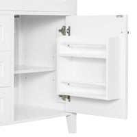 VanityFus 30-in White Bathroom Vanity Single Sink Combo Ceramic Top 1 door 4 drawers Adjustable Shelves