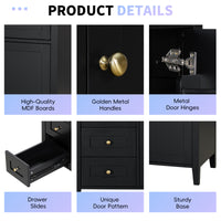 VanityFus 36-in Black Bathroom Vanity Single Sink Combo Ceramic Top 1 door 4 drawers Undermount Adjustable Shelves