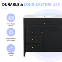 VanityFus 36-in Black Bathroom Vanity Single Sink Combo Ceramic Top 1 door 4 drawers Undermount Adjustable Shelves