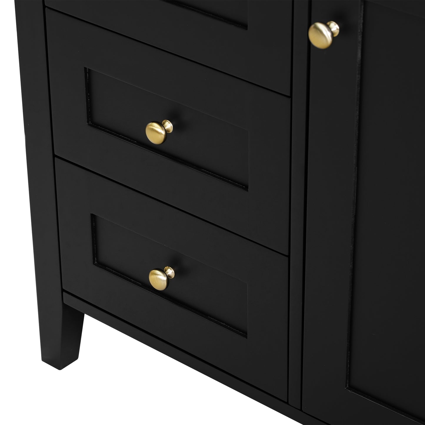 VanityFus 36-in Black Bathroom Vanity Single Sink Combo Ceramic Top 1 door 4 drawers Undermount Adjustable Shelves