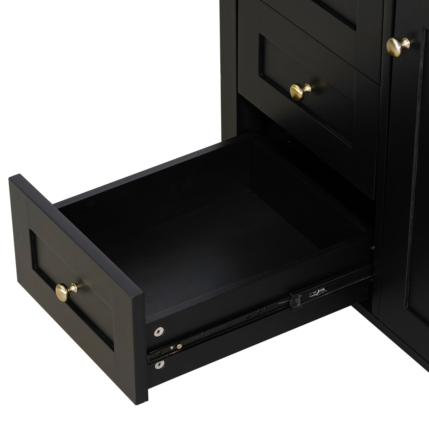 VanityFus 36-in Black Bathroom Vanity Single Sink Combo Ceramic Top 1 door 4 drawers Undermount Adjustable Shelves