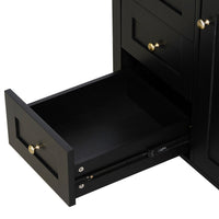 VanityFus 36-in Black Bathroom Vanity Single Sink Combo Ceramic Top 1 door 4 drawers Undermount Adjustable Shelves
