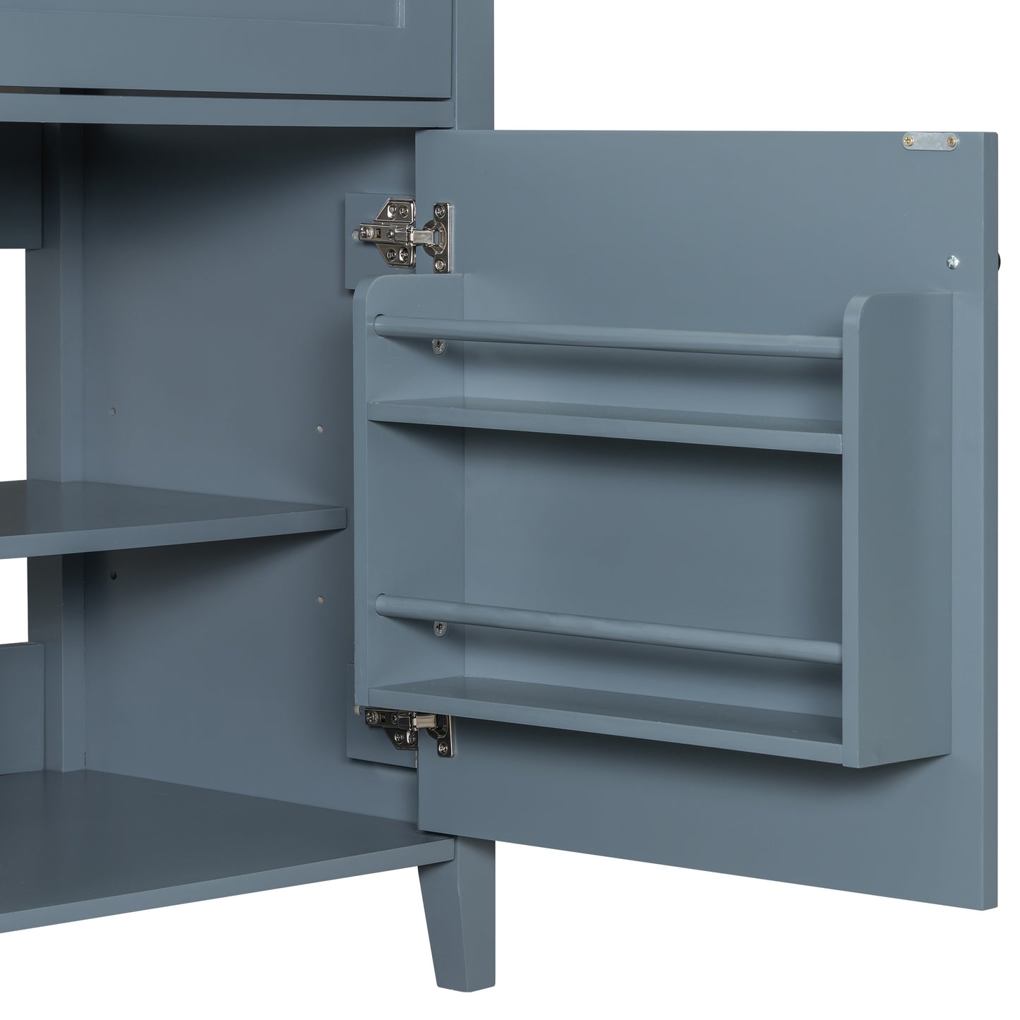 VanityFus 36-in Blue Grey Bathroom Vanity Single Sink Combo Ceramic Top 1 door 4 drawers Undermount Adjustable Shelves