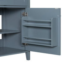 VanityFus 36-in Blue Grey Bathroom Vanity Single Sink Combo Ceramic Top 1 door 4 drawers Undermount Adjustable Shelves