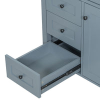 VanityFus 36-in Blue Grey Bathroom Vanity Single Sink Combo Ceramic Top 1 door 4 drawers Undermount Adjustable Shelves