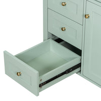 VanityFus 36-in Green Bathroom Vanity Single Sink Combo Ceramic Top 1 door 4 drawers Undermount Adjustable Shelves