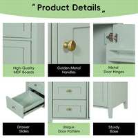 VanityFus 36-in Green Bathroom Vanity Single Sink Combo Ceramic Top 1 door 4 drawers Undermount Adjustable Shelves
