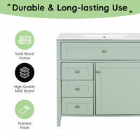 VanityFus 36-in Green Bathroom Vanity Single Sink Combo Ceramic Top 1 door 4 drawers Undermount Adjustable Shelves