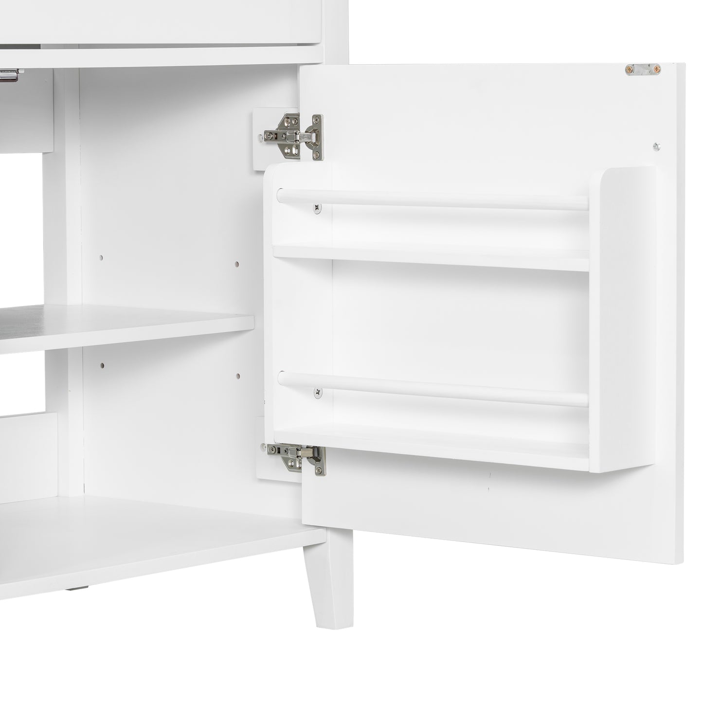 VanityFus 36-in White Bathroom Vanity Single Sink Combo Ceramic Top 1 door 4 drawers Undermount Adjustable Shelves