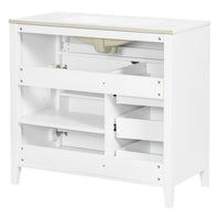 VanityFus 36-in White Bathroom Vanity Single Sink Combo Ceramic Top 1 door 4 drawers Undermount Adjustable Shelves