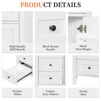 VanityFus 36-in White Bathroom Vanity Single Sink Combo Ceramic Top 1 door 4 drawers Undermount Adjustable Shelves