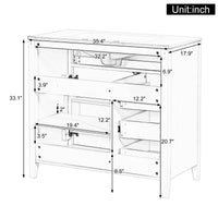 VanityFus 36-in White Bathroom Vanity Single Sink Combo Ceramic Top 1 door 4 drawers Undermount Adjustable Shelves