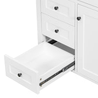 VanityFus 36-in White Bathroom Vanity Single Sink Combo Ceramic Top 1 door 4 drawers Undermount Adjustable Shelves