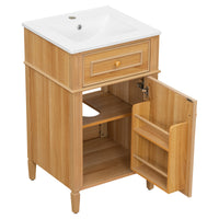 VanityFus 20-in Wood Bathroom Vanity Single Sink Combo Ceramic Top 1 Soft Close Door 1 drawer Undermount Adjustable Shelves