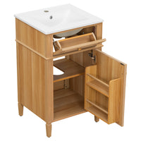 VanityFus 20-in Wood Bathroom Vanity Single Sink Combo Ceramic Top 1 Soft Close Door 1 drawer Undermount Adjustable Shelves