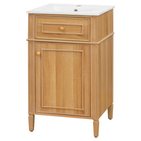 VanityFus 20-in Wood Bathroom Vanity Single Sink Combo Ceramic Top 1 Soft Close Door 1 drawer Undermount Adjustable Shelves