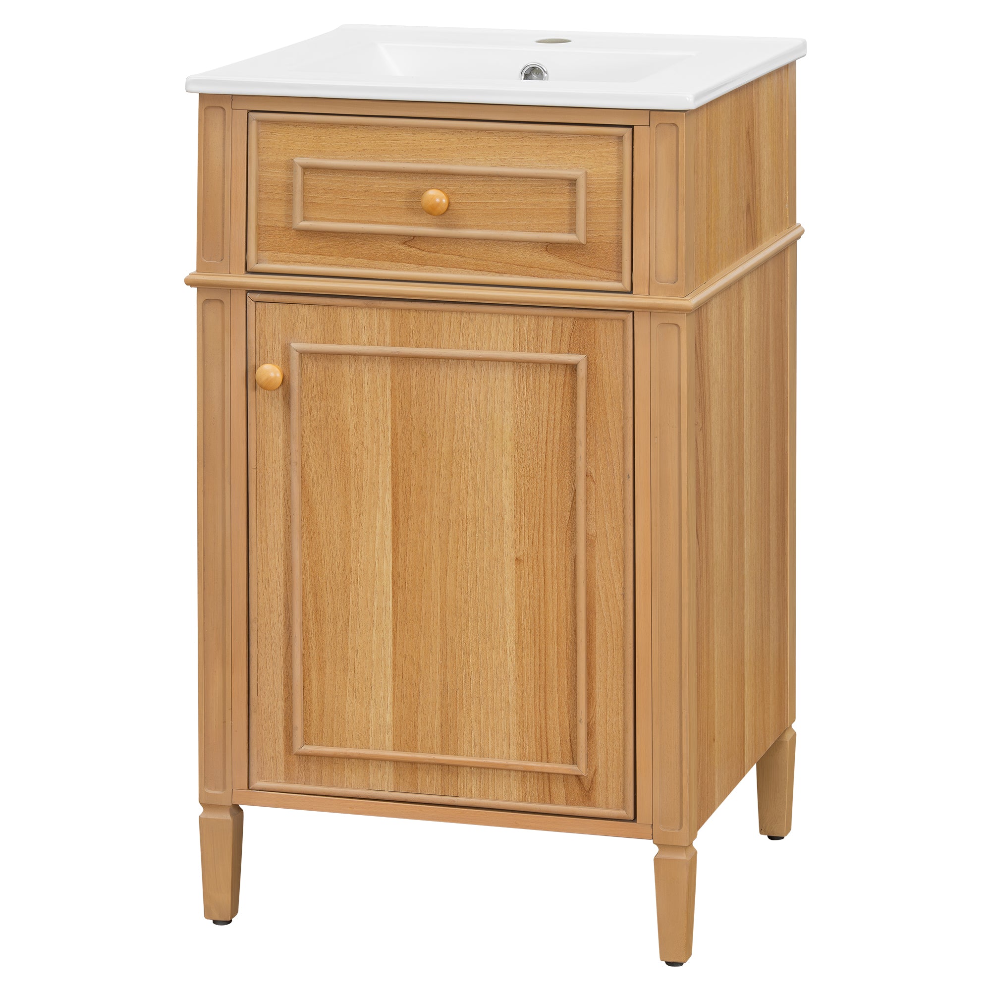 VanityFus 20-in Wood Bathroom Vanity Single Sink Combo Ceramic Top 1 Soft Close Door 1 drawer Undermount Adjustable Shelves
